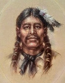 Final drawing of Timpanogos Chief Black Hawk by artist Carol Pettit Harding.